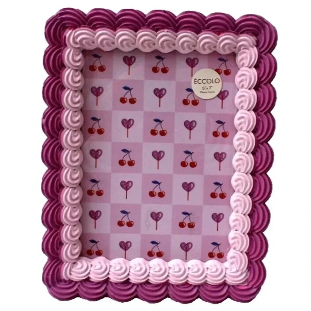 New Purple Birthday Cake Icing Girly Decorated Picture Frame Room Home Decor 5x7
